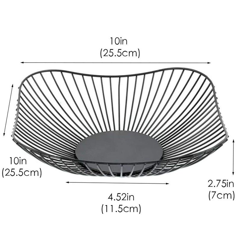 7UYUU Metal Fruit Basket - Black Fruit Bowl for Kitchen Counter - Wire Storage Basket for Vegetable Snack Candy - Square Fruit Holder for Countertop - 10 Inches (Square) - Image 5